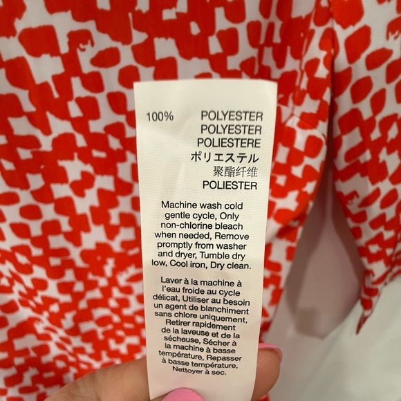 Gap Dress Three Quarter Sleeve Mini Shift Dress Back Zip Print Red Dot Size XS - Picture 3 of 6